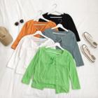 Set Of 2: : Round Neck Plain Cardigan + Twisted Camisole