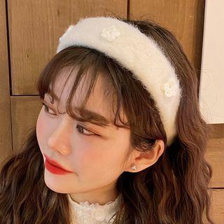 Flower Chenille Headband 01# - White - One Size