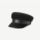 Faux Leather Belt Military Cap