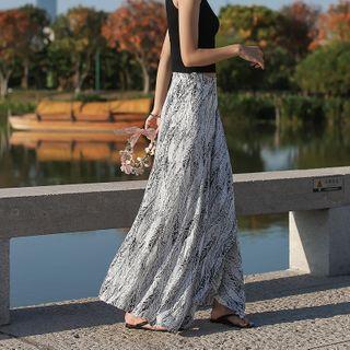 High-waist Chiffon Lace-up A-line Skirt