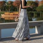 High-waist Chiffon Lace-up A-line Skirt
