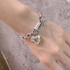 Heart Faux Crystal Alloy Bracelet Sl0580 - Silver - One Size