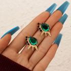 Gemstone Earring 17321 - 1 Pair - Gold & Green - One Size