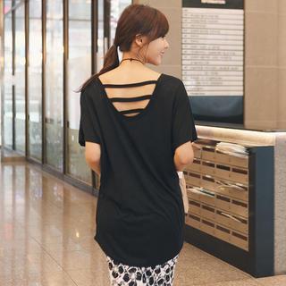 Short-sleeve Cutout-back Top