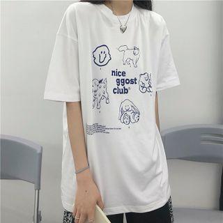 Coupler Matching Short-sleeve Cartoon Print T-shirt