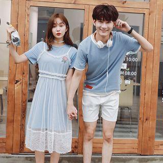 Couple Matching Lace Dress / T-shirt
