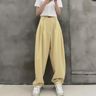 Plain High Waist Wide Leg Dress Pants