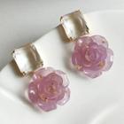 Flower Faux Crystal Earring 1 Pair - 1942 - Purple - One Size