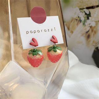 Heart Strawberry Drop Earring 1 Pair - Stud Earrings - Red - One Size