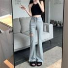 Drawstring Cut-out Wide Leg Pants
