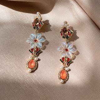Faux Crystal Alloy Dangle Earring Flower Earring - One Size