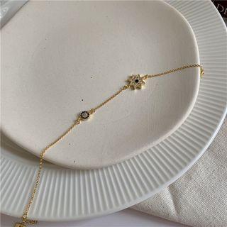 Rhinestone Evil Eye Bracelet 1 Pc - 14k Gold Bracelet - One Size