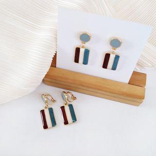Striped Rectangle Dangle Earring