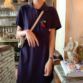 Short-sleeve Cherry Polo Mini Shirtdress