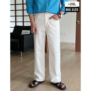 Zip-fly Wide-leg Cotton Pants