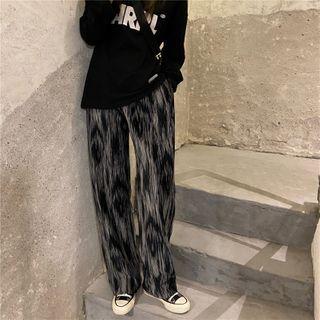 High-waist Tie Dye Velvet Wide-leg Pants