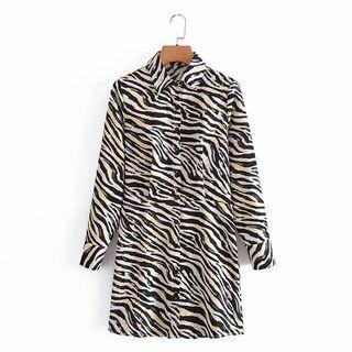 Zebra Print Mini A-line Shirtdress