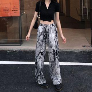 Short-sleeve Crop Top / Tie Dye Wide Leg Pants