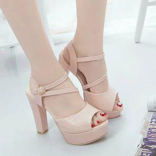 Platform Chunky Heel Peep Toe Sandals