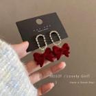 Sterling Silver Velvet Ribbon Drop Earring 1 Pair - Red - One Size
