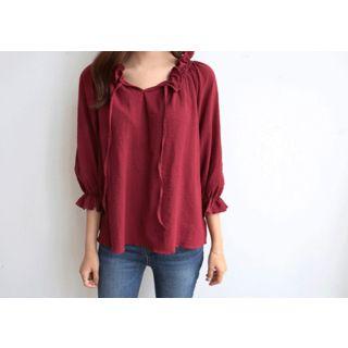 3/4-sleeve Frill Trim Blouse