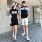 Couple Matching Short-sleeve Color Block Polo Shirt / Mini Dress / Shorts