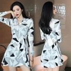 Long-sleeve Mini Printed Shirtdress