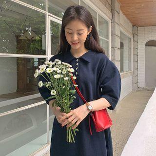 Puff-sleeve Polo Shirtdress