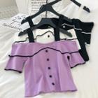 Off-shoulder Contrast Trim Strap Top