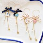 Non-matching Bow Unicorn Heart Faux Pearl Fringed Earring