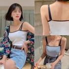 Sleeveless Piped Cropped Knit Top
