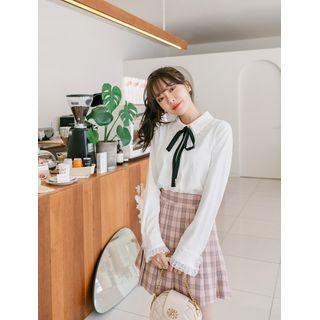 Band-waist Glen-plaid Tennis Skirt