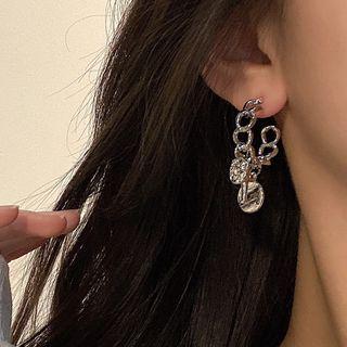 Cross Alloy Dangle Earring 1 Pair - Gunmetal - One Size