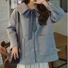 Bow Accent Button-up Coat