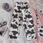 Cow Print Straight Leg Pants As Shown In Figure - One Size