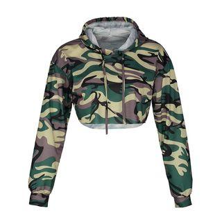 Camouflage Cropped Hoodie