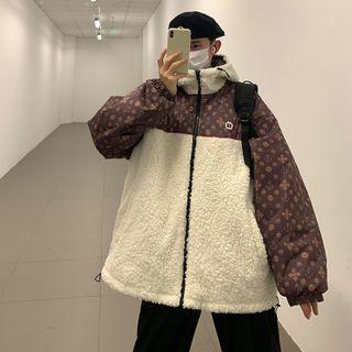Print Panel Fleece Zip Jacket