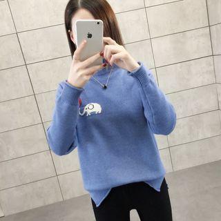 Cartoon Jacquard Mock Neck Sweater