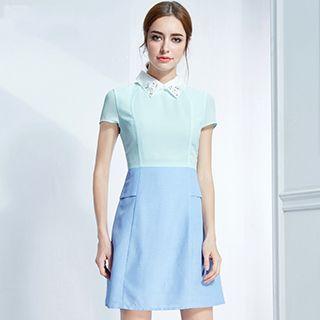 Color-block Short-sleeve Dress