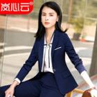 Single-button Blazer / Slim-fit Dress Pants / Mini Dress Skirt / Tie-neck Shirt / Set