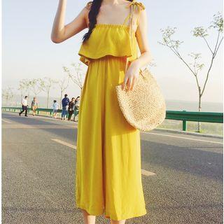Shoulder-tie Cropped Jumpsuit