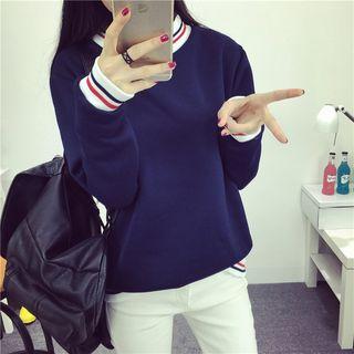 Striped Mock-turtleneck Sweatshirt