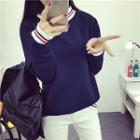 Striped Mock-turtleneck Sweatshirt