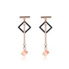 Simple And Fashion Plated Rose Gold 316l Stainless Steel Geometric Square Tassel Earrings Rose Gold - One Size