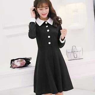 Color-block A-line Shirt Dress