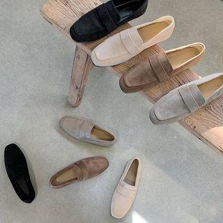 Square-toe Suedette Loafers