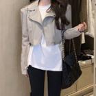Faux Leather Jacket / Loose-fit T-shirt / Slim-fit Pants