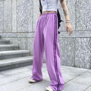 Elastic-waist Contrast Stripe Sweatpants