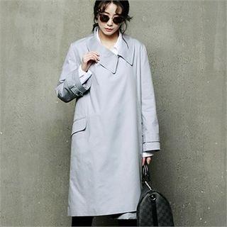 Asymmetric-collar H-line Coat
