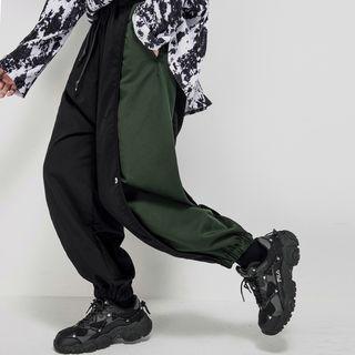 Drawstring Two Tone Jogger Pants